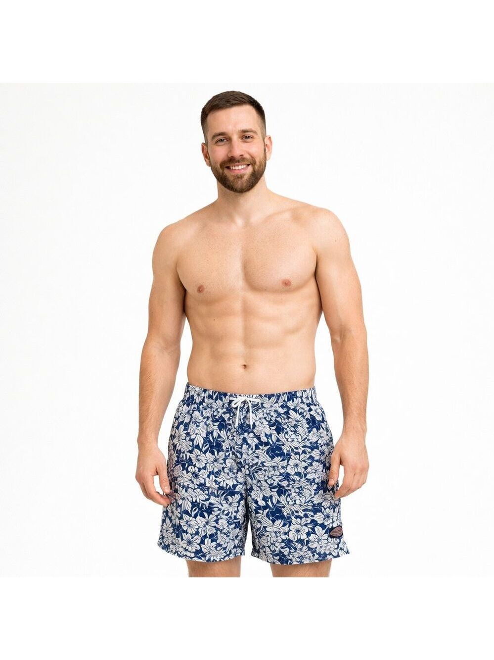 Vineyard Vines Floral Swim Trunks Blue White Lined Quick Dry Resortcore L